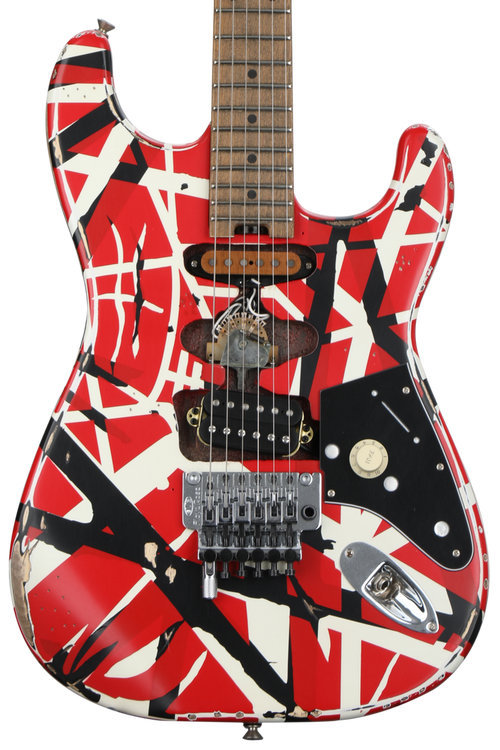 EVH Striped Series Frankenstein Relic Electric Guitar - Red/Black/White